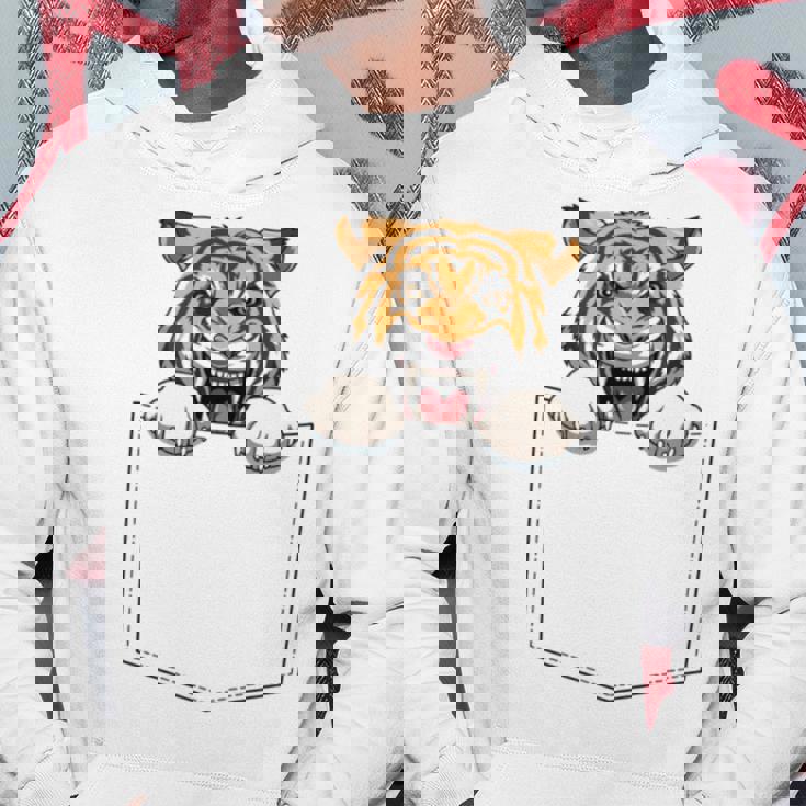 タイガー ポケットに入ったトラ 覗き見虎 長袖tシャツ パーカー 面白い贈り物