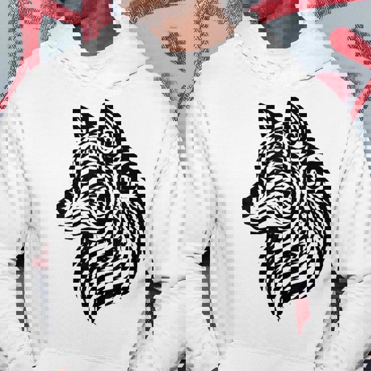 トライバルウルフ ポリネシア部族 マオリ柄 オオカミ パーカー 面白い贈り物