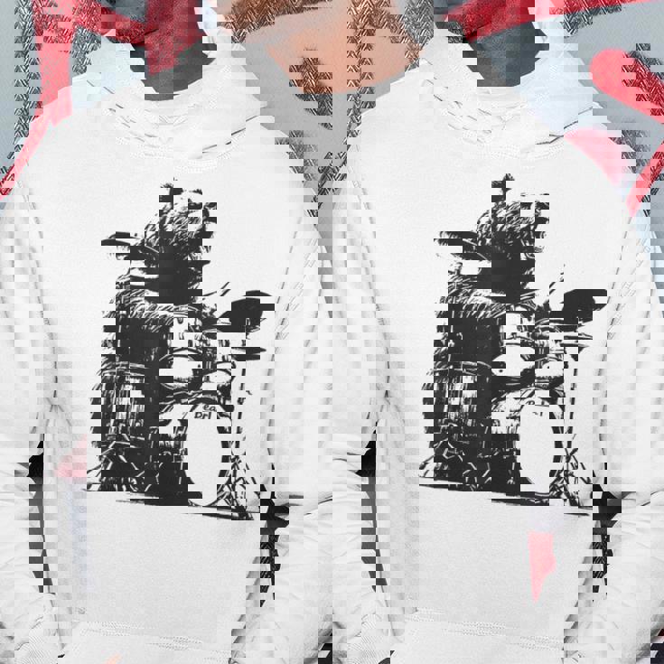 ドラマー ドラムキット クマの演奏 ドラムキット ミュージシャン パーカー 面白い贈り物