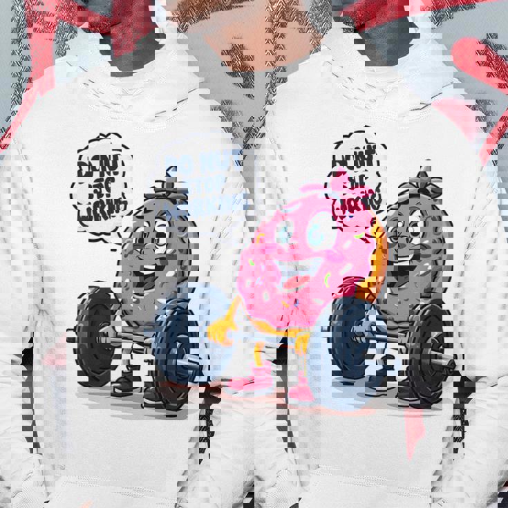 ドーナツストップワーキング ドーナツ ジム ワークアウト ウェイトリフティング 面白い パーカー 面白い贈り物