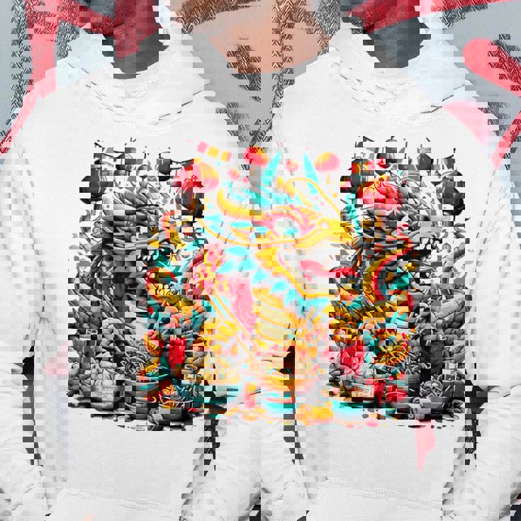 ニューイヤードラゴン ジョイフルドラゴン 旧正月のお祭り パーカー 面白い贈り物