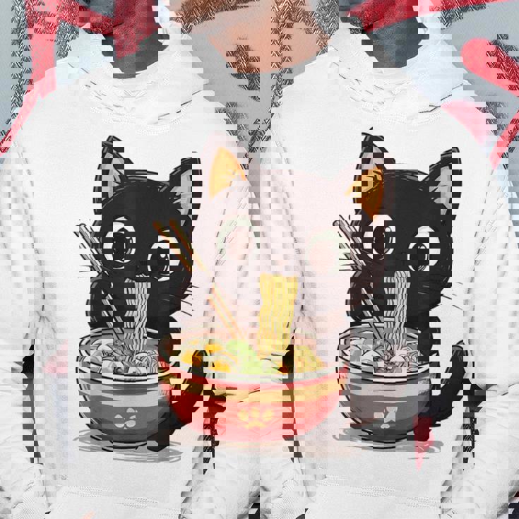 ヌードルキャット黒猫ラーメンデザイン パーカー 面白い贈り物