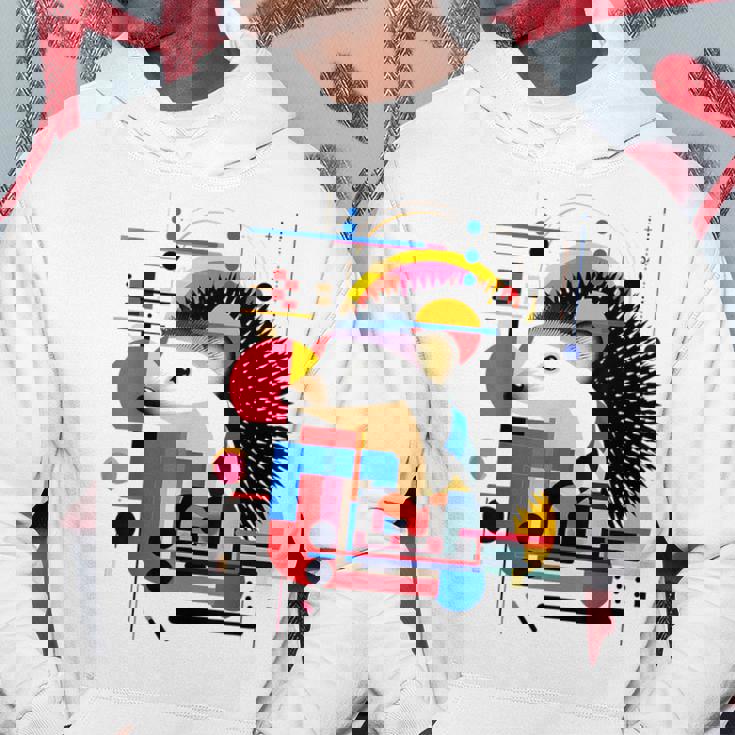 ハリネズミ アート 幾何学 動物 抽象 グラフィック ハリネズミ パーカー 面白い贈り物