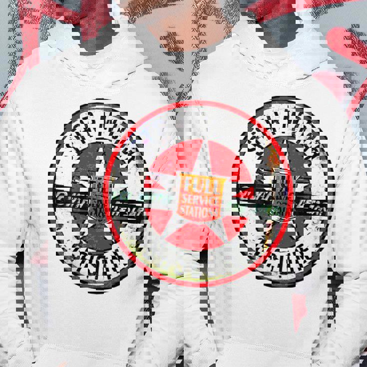 バックプリントのみ レトロ ビンテージ ガソリンスタンド スター モーター オイルカー パーカー 面白い贈り物