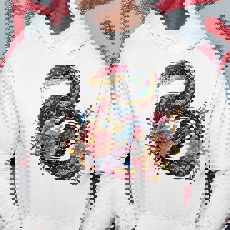 パイソン 蛇 フローラルボール パイソン タトゥーフラワー 蛇好き パーカー 面白い贈り物