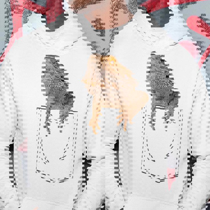 ヒゲのあるドラゴンリザード 爬虫類フェイクポケット パーカー 面白い贈り物