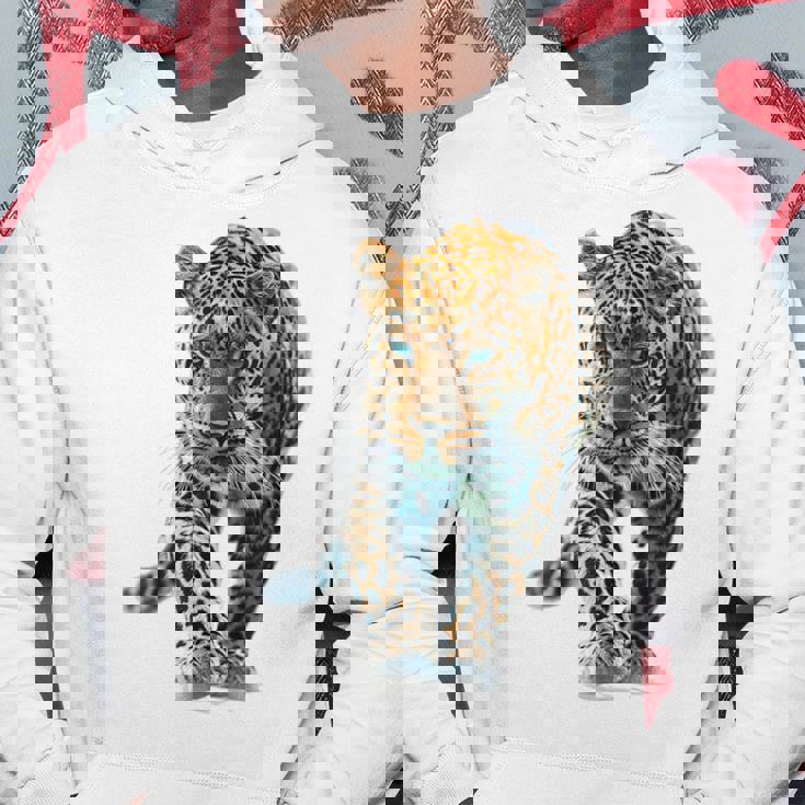 ヒョウ アニマルプリント モチーフ 描画 ポートレート ヒョウ パーカー 面白い贈り物