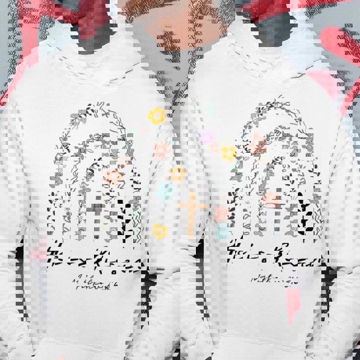 ヒ・イズ・ライゼン・フラワーズ・レインボー・ジーザス パーカー 面白い贈り物