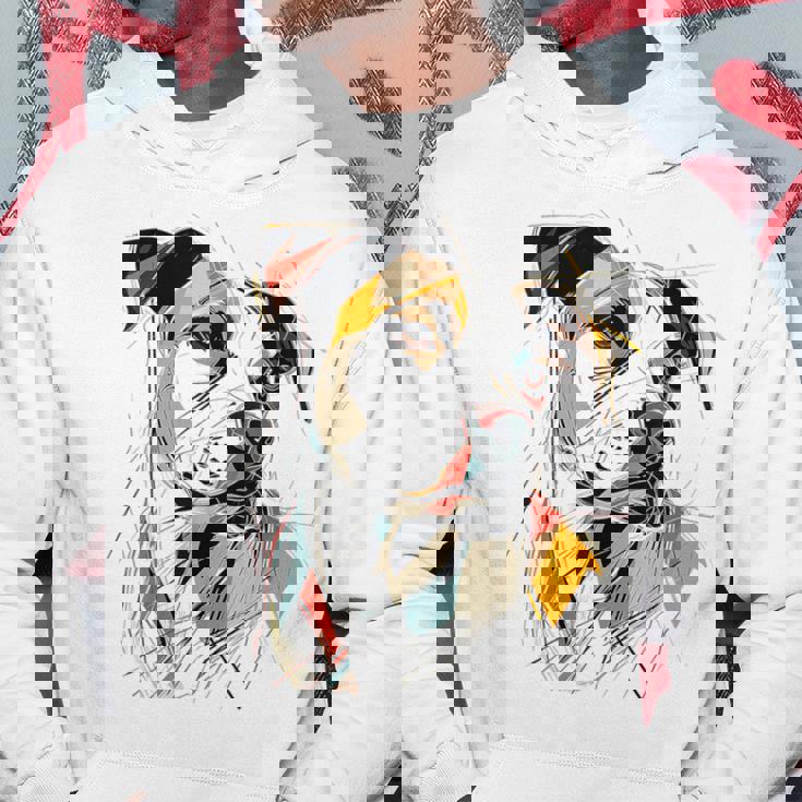 ピットブル 抽象 ペット お絵かき イラスト 動物 ピットブル パーカー 面白い贈り物