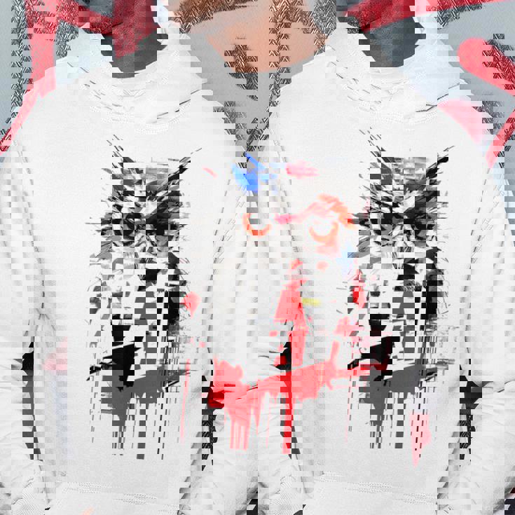 フクロウ アート 絵画 抽象 動物 描画 グラフィック フクロウ パーカー 面白い贈り物