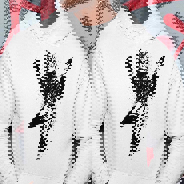 フライングvギターで遊ぶ猫 パーカー 面白い贈り物