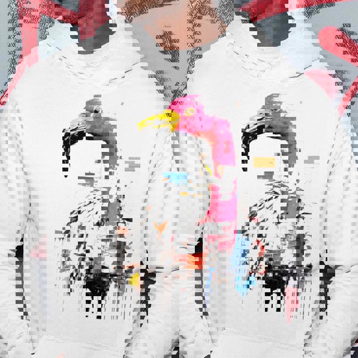 フラミンゴ 鮮やかな色 芸術的な野生動物の表現 パーカー 面白い贈り物