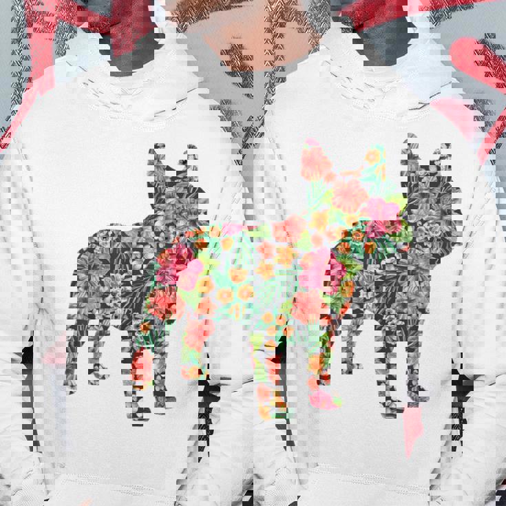 フレンチ ブルドッグ フラワー フローラル フレンチ ドッグ シルエット 犬 ペット パーカー 面白い贈り物