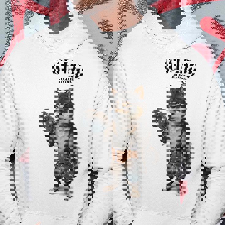 ブラック柴犬 筋トレ ダンベル付き フィットネスジム パーカー 面白い贈り物