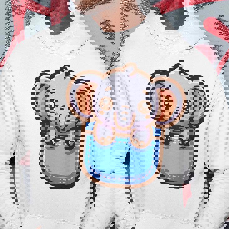 ポケットに入ったかわいい象 パーカー 面白い贈り物