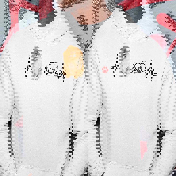 ポメラニアン Ekg ハートビートハートライン 肉球プリント パーカー 面白い贈り物