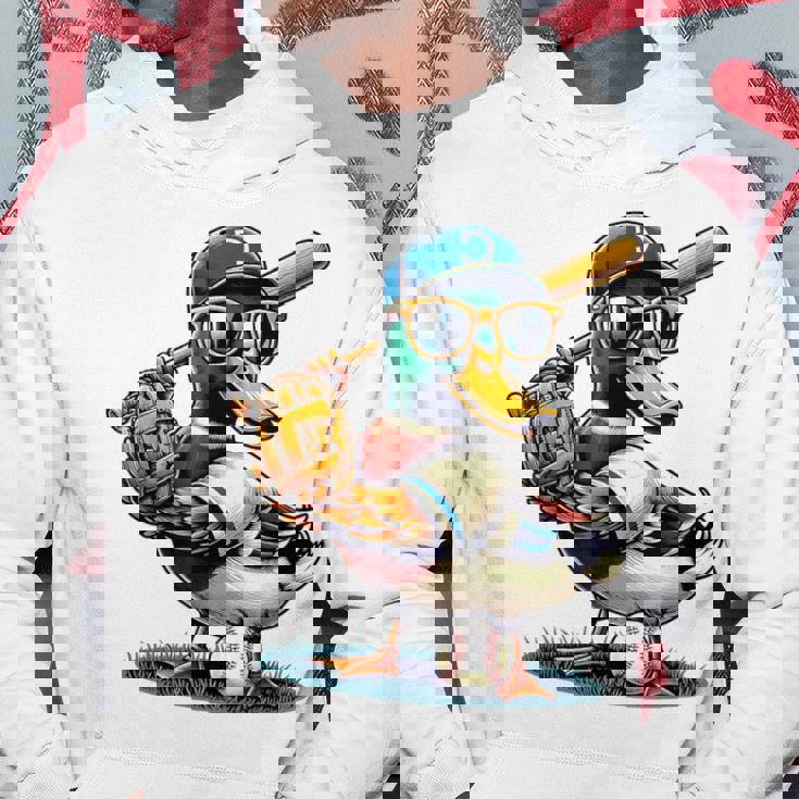 マガモのアヒル 野球愛好家 アヒル 野球 パーカー 面白い贈り物