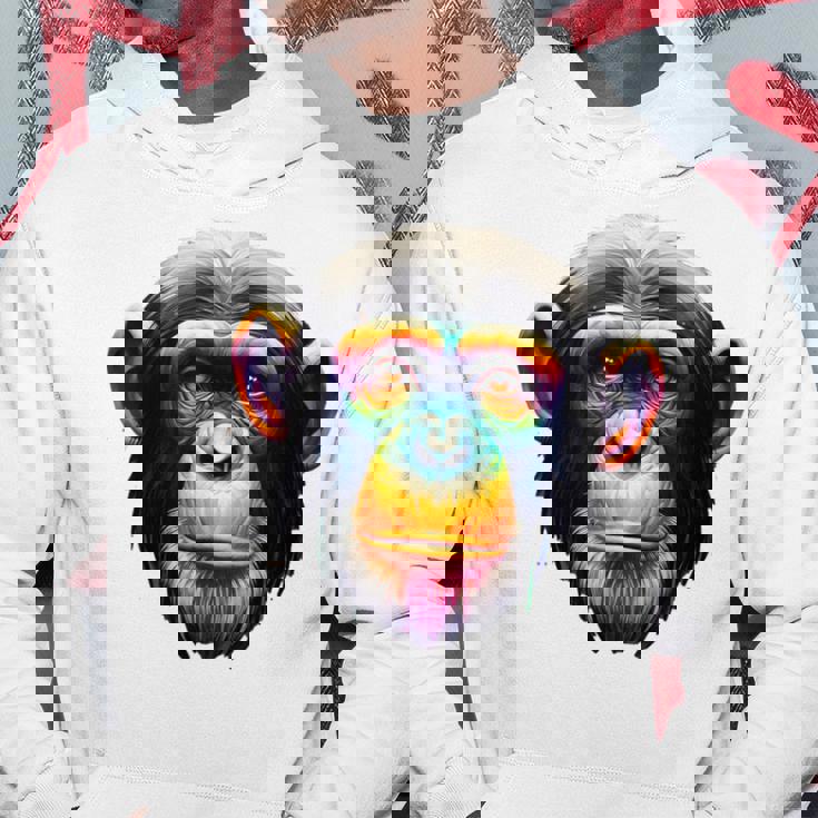 マルチカラー アート カラフル チンパンジー パーカー 面白い贈り物