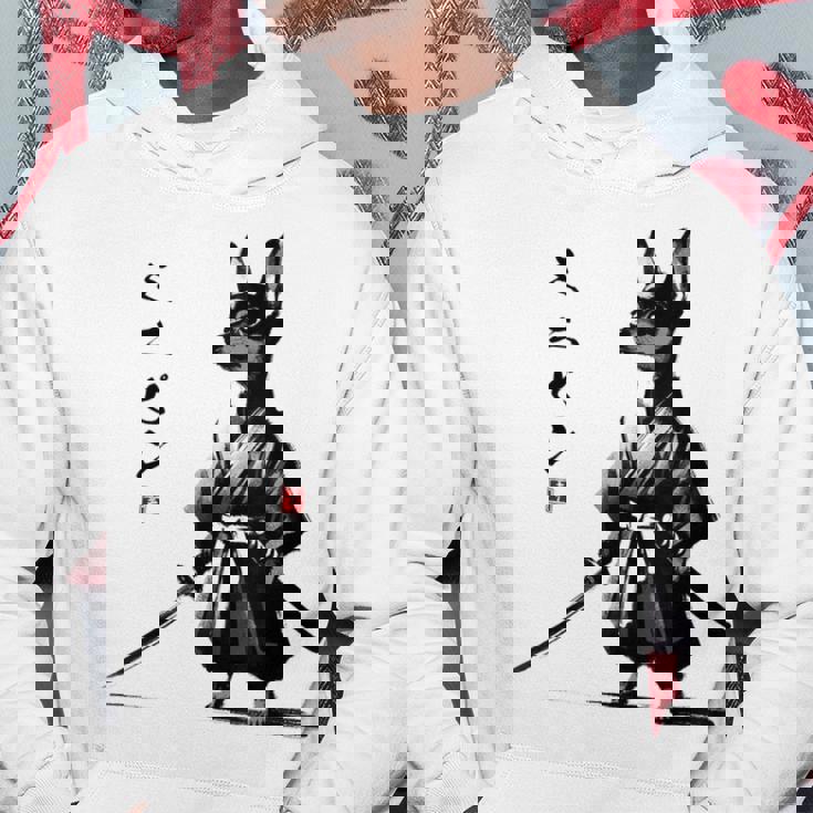 ミニチュアピンシャー 侍戦士 日本の浮世絵 アートドッグ パーカー 面白い贈り物