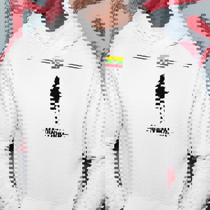 ミャンマーの地図と国の名前が付いたビルマの国旗 パーカー 面白い贈り物