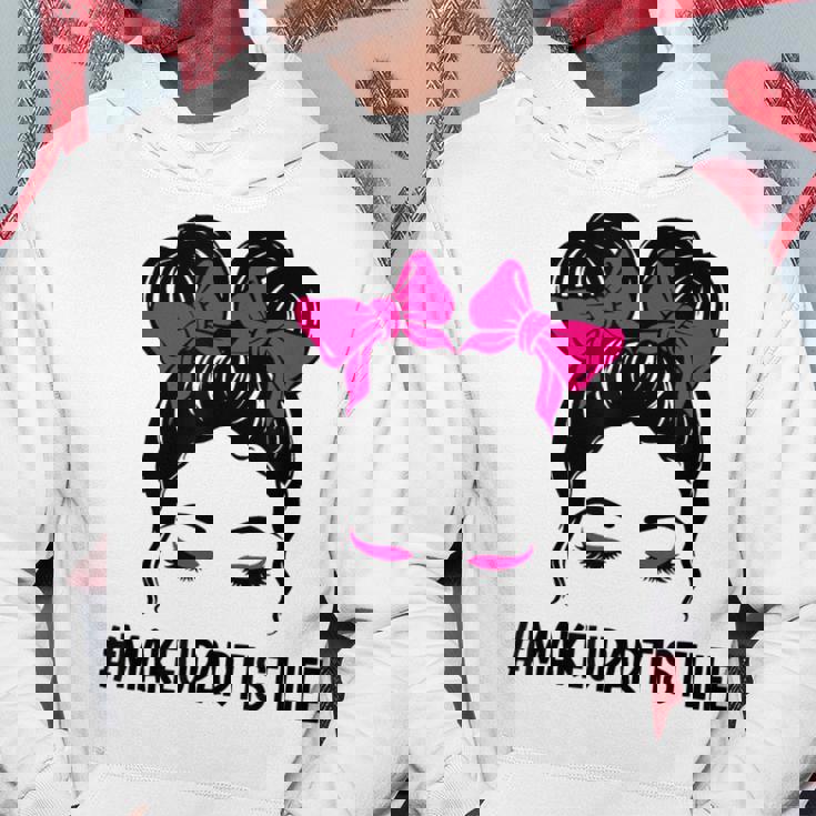 メイクアップアーティスト 美容師 美容師 顔 乱雑なお団子 パーカー 面白い贈り物