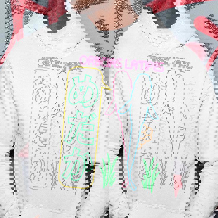 メダカ飼育者向け「めだかネオンデザイン」-バックプリント- パーカー 面白い贈り物