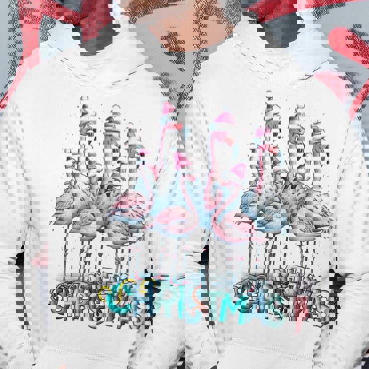 メリークリスマス フラミンゴスクワッド トロピカルスタイル 長袖tシャツ パーカー 面白い贈り物