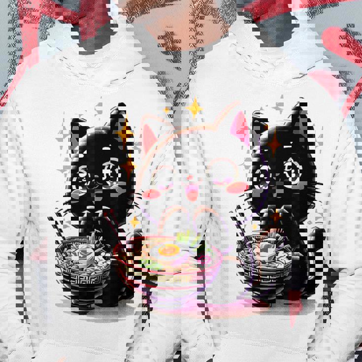 ラーメン猫かわいいアニメ猫ラーメン愛好家甘い パーカー 面白い贈り物