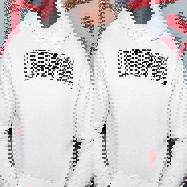 リバプール イギリス ヴィンテージ ブラック テキスト アパレル パーカー 面白い贈り物