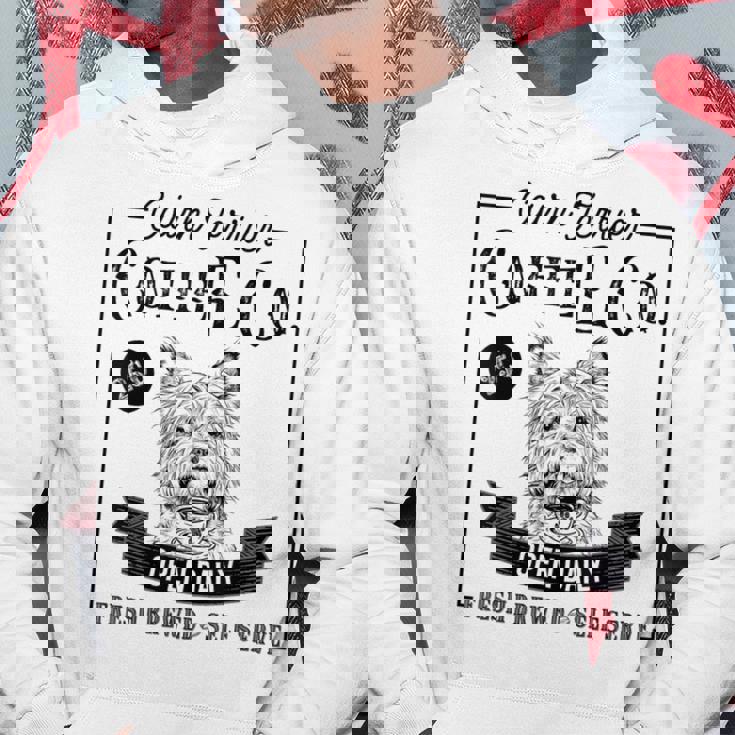 レトロ ケアンテリア コーヒー 面白い 犬 ママ コーヒー愛好家 パーカー 面白い贈り物