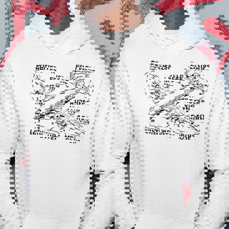 レトロな飛行機の図-ヴィンテージ旅客機の飛行履歴 パーカー 面白い贈り物