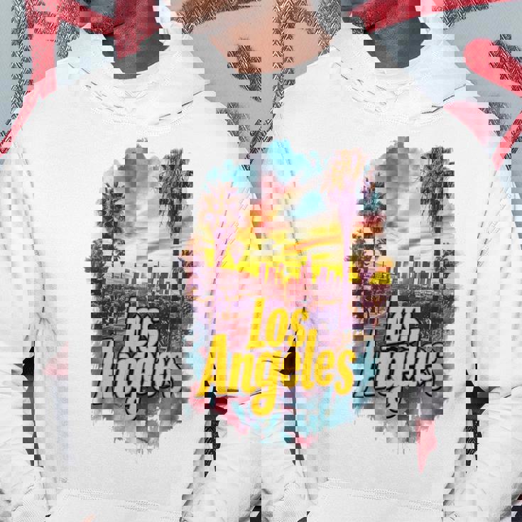 ロサンゼルス カリフォルニア サンセット スカイライン アーバン お土産 パーカー 面白い贈り物