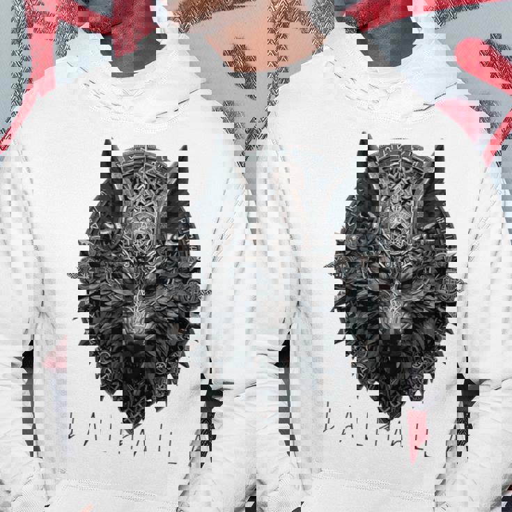 ヴァルハラ ウルフマスク オーディン ルーン文字 北欧コンパス バイキング メンズ レディース 長袖tシャツ パーカー 面白い贈り物