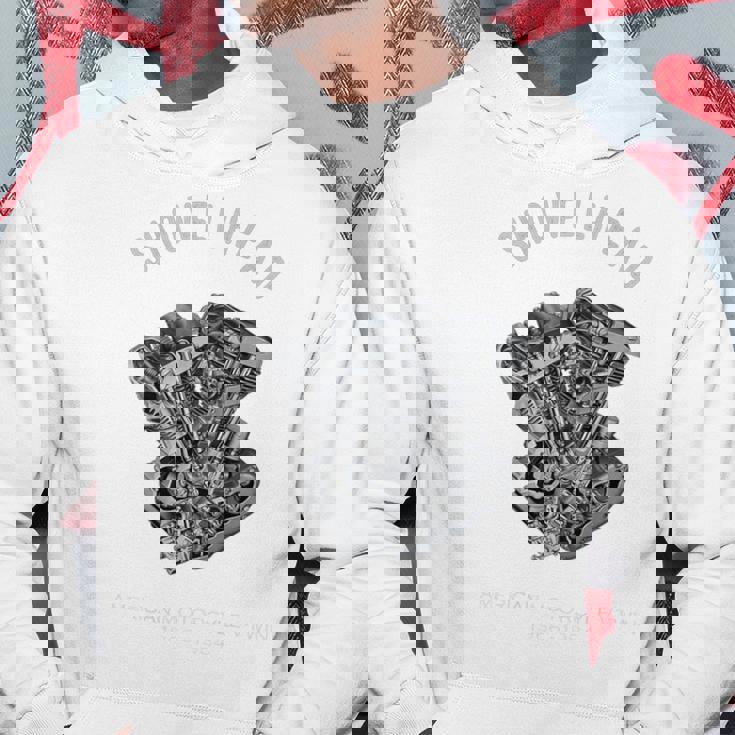 ヴィンテージ Hd オートバイtwin ショベルヘッド エンジン ドローイング バイカー パーカー 面白い贈り物