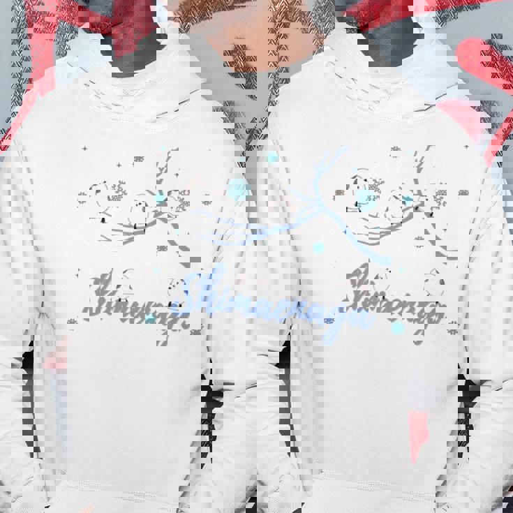 北海道 冬の風景 シマエナガのイラスト 雪の結晶 可愛い小鳥 長袖tシャツ パーカー 面白い贈り物