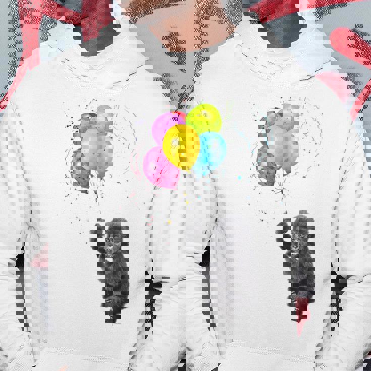 可愛い赤ちゃんのゴリラシルバーバックグラフィックバルーンアートワーク。 パーカー 面白い贈り物