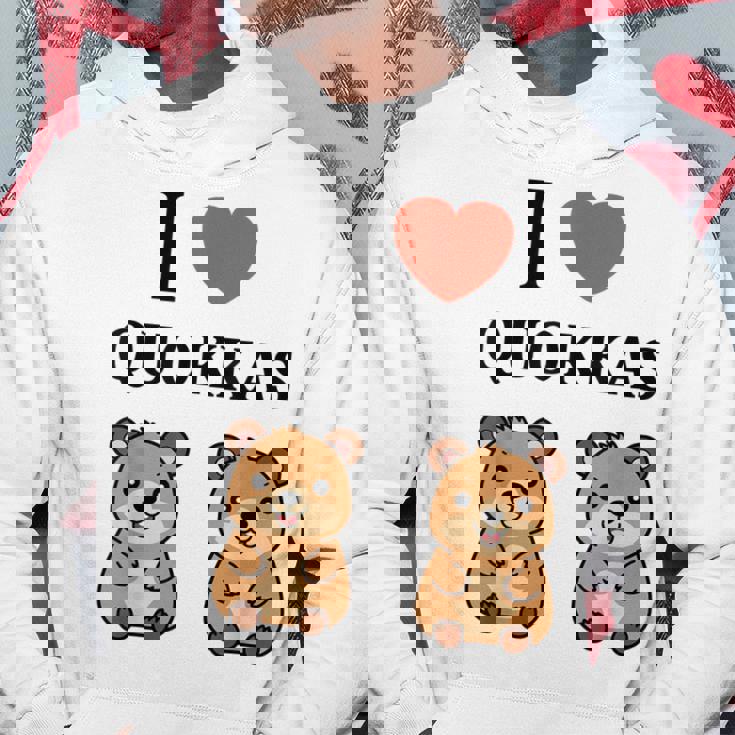 小さな赤ちゃんクオッカのユーモア動物は大好きです私はクオッカが大好きです パーカー 面白い贈り物