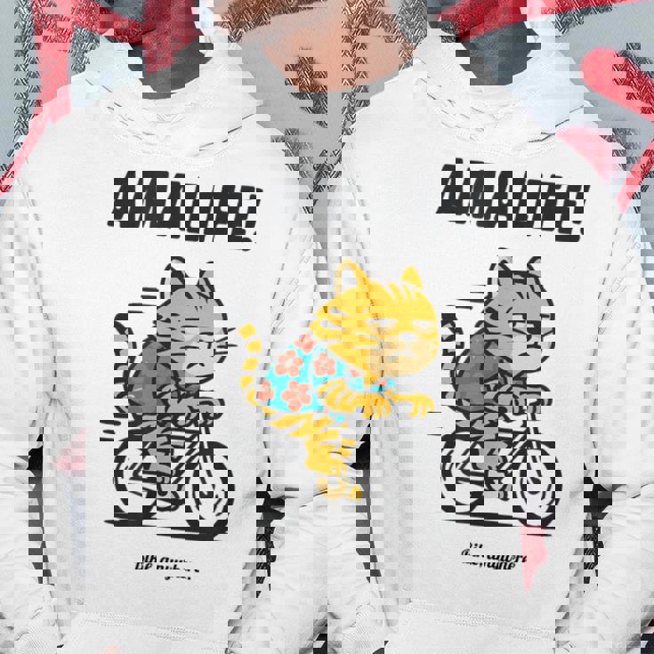 尼崎を走るチャリ猫 パーカー 面白い贈り物