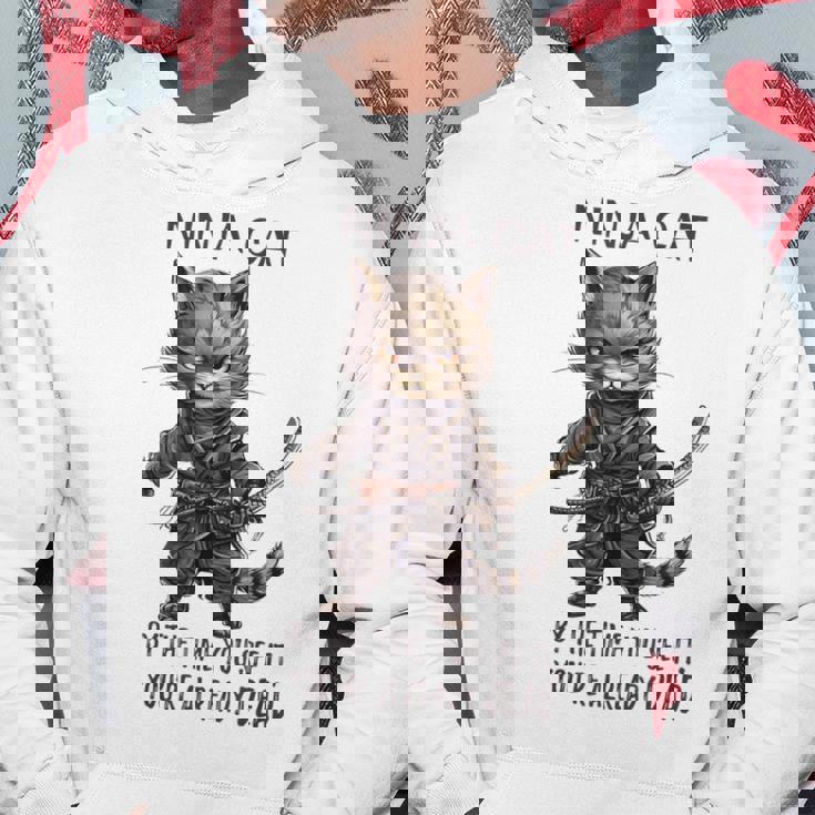 忍者猫、日本のサムライ カワイイ猫タトゥー 面白い パーカー 面白い贈り物