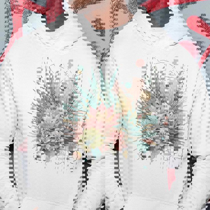 抽象的な幾何学的なボタニカルデザインモダンな植物 多肉植物 パーカー 面白い贈り物