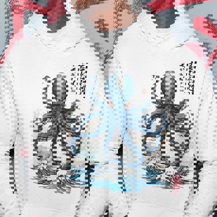 日本のタコ浮世絵 海の美 木版画 パーカー 面白い贈り物