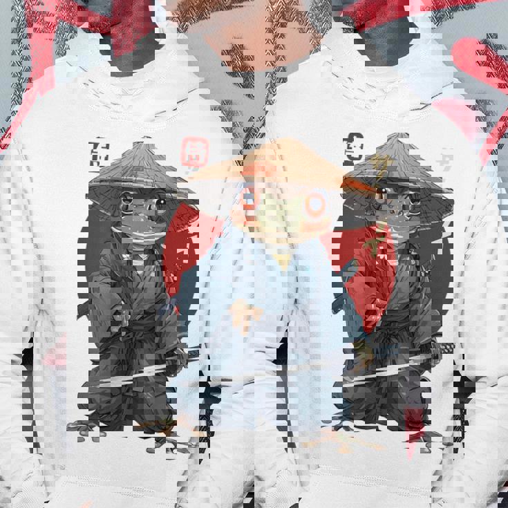 日本の侍カエルの戦士浮世サムライヒキガエルバックプリント。 パーカー 面白い贈り物