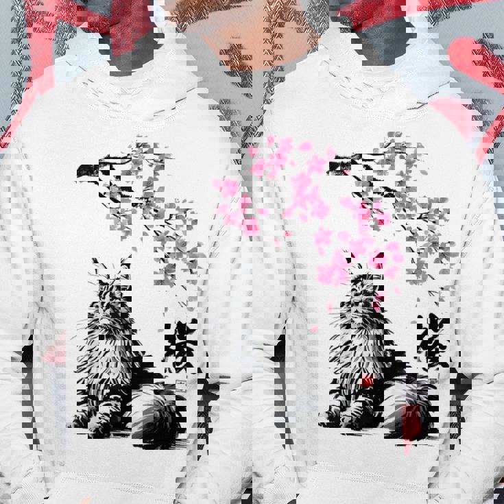 日本美術 メインクーン 猫 桜 桜 パーカー 面白い贈り物