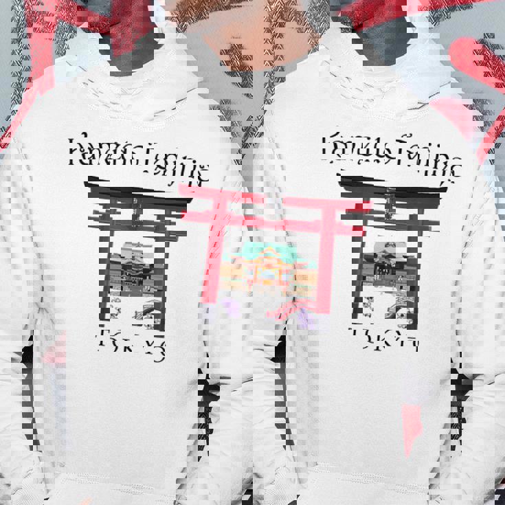 東京、手描き亀戸天神社、東京実業社、日本 パーカー 面白い贈り物