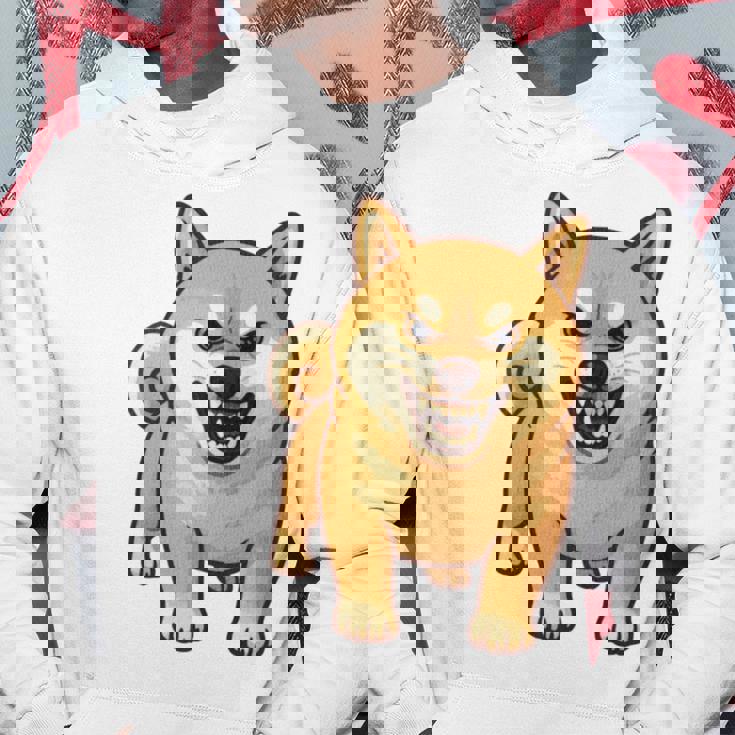 柴犬 犬 ムキッ ムキ顔 水彩 我慢の限界 怒る犬 イラスト おもしろ 長袖tシャツ パーカー 面白い贈り物