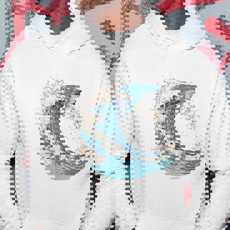 海の波から現れる芸術的なクジラ パーカー 面白い贈り物