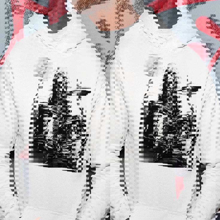 犬がドラムを叩く 長袖tシャツ パーカー 面白い贈り物