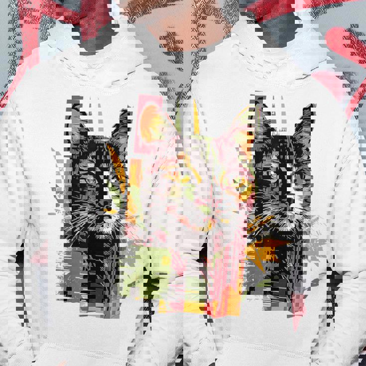 猫 抽象的 かわいい アート ポートレート 動物 恋人 グラフィック 猫 パーカー 面白い贈り物