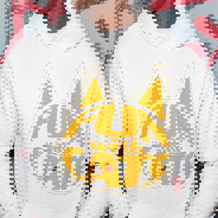 猫と一緒に楽しい！ バックプリント かわいい ねこ好き おもしろ パーカー 面白い贈り物