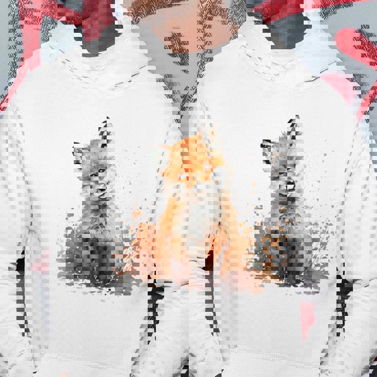 笑顔 水彩 キツネ 森林 動物 パーカー 面白い贈り物